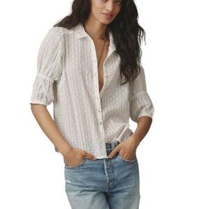 Anthropologie Tallulah Puff-Sleeve Buttondown Top by Pilcro Size XL